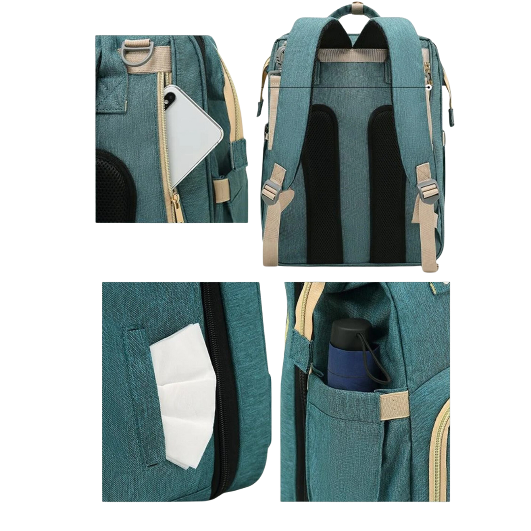 Portable Baby Haven: Diaper Bag Backpack with Built-In Bed & Charging Port!