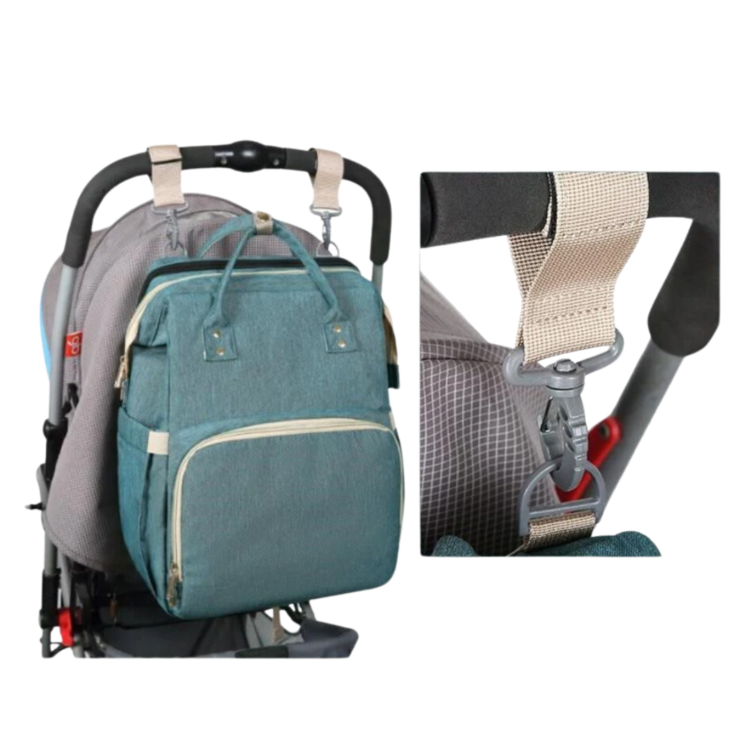 Portable Baby Haven: Diaper Bag Backpack with Built-In Bed & Charging Port!