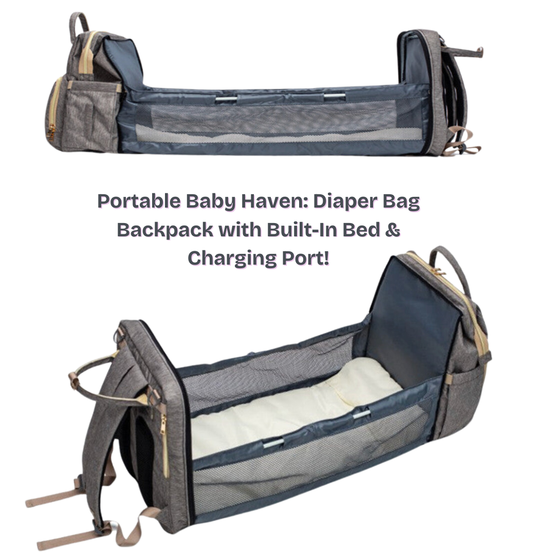 Portable Baby Haven: Diaper Bag Backpack with Built-In Bed & Charging Port!
